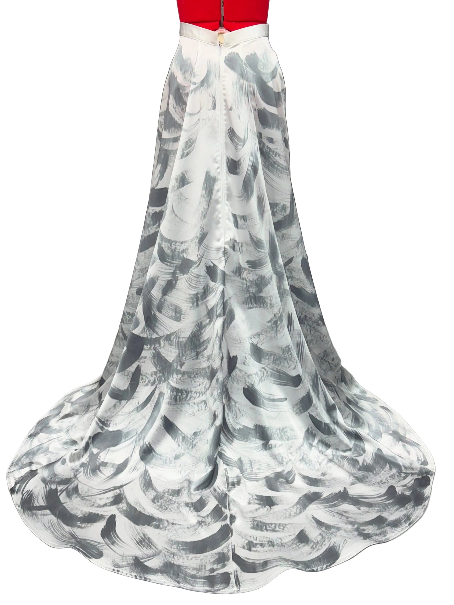 Floor length white satin skirt